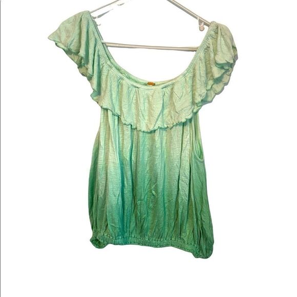 NEW 3/$25 FREE PEOPLE Cora Lee off the Shoulders Green Top.L - Picture 5 of 12
